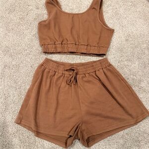 Brown Tank Top and Shorts Set